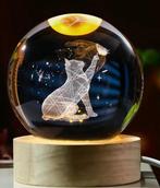 3D kristallen bol lamp - USB oplaadbaar - Kat, Verzenden, Nieuw, Glas, Vogel