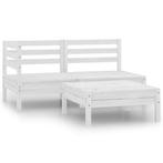 vidaXL 3-delige Loungeset massief grenenhout wit, Verzenden, Nieuw, Loungeset