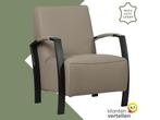 Leren fauteuil Glory - Toledo Khaki (taupe/bruin), Huis en Inrichting, Fauteuils, Nieuw, Ophalen of Verzenden, 50 tot 75 cm, Industrieel, Modern