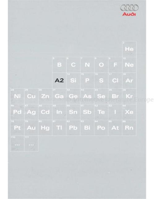 2001 AUDI A2 BROCHURE ENGELS, Boeken, Auto's | Folders en Tijdschriften, Audi