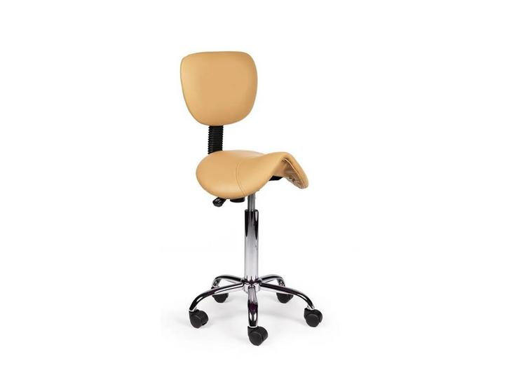 Zadelkruk met Rugleuning Beige - Standaard Zithoogte, Huis en Inrichting, Krukjes, Nieuw, In hoogte verstelbaar, Kunststof