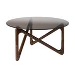 *WOONWINKEL* Dutchbone Naia Ronde Salontafel Walnoot En Glas, Huis en Inrichting, Tafels | Salontafels, Verzenden, Nieuw