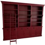 Boekenkast rood – rood  met trap Reeuwijk 300 x 240cm, Huis en Inrichting, Ophalen of Verzenden, Nieuw