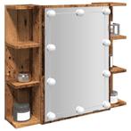 vidaXL Spiegelkast met LED-verlichting 70x16,5x60 cm oud, Verzenden, Nieuw