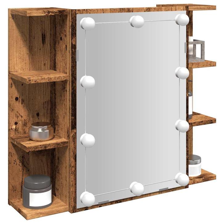 vidaXL Spiegelkast met LED-verlichting 70x16,5x60 cm oud, Huis en Inrichting, Tafels | Kaptafels, Nieuw, Verzenden