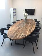 industriële oud houten ovaal robuuste tafel unieke eettafel, Huis en Inrichting, 200 cm of meer, Nieuw, Tafelblad, 100 tot 150 cm