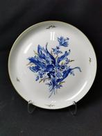 MEISSEN Piatto dorato floreale blu , diametro 18 cm In