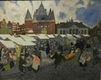 C.J. Tik (XX) - Oud markt tafereel in op een markt in, Antiek en Kunst, Kunst | Schilderijen | Klassiek