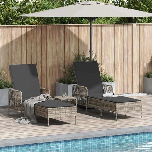vidaXL Ligstoelen - 2 Stuks met Kussens en Tafel in, Tuin en Terras, Ligbedden, Nieuw, Verzenden