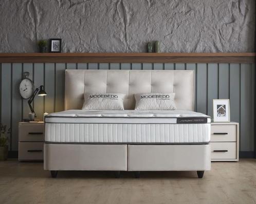 Opberg Boxspring Modebedd Beige, Huis en Inrichting, Slaapkamer | Boxsprings, Beige, Nieuw, Verzenden