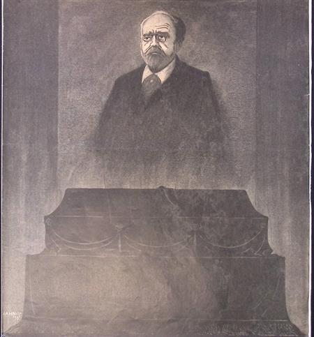 Spotprent over de dood van Alfred Dreyfus (lijst optie), Antiek en Kunst, Kunst | Litho's en Zeefdrukken, Verzenden