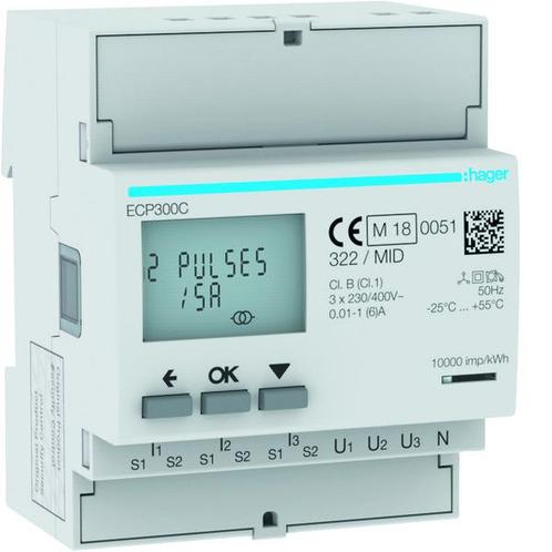 Hager Elektriciteitsmeter - ECP300C, Doe-het-zelf en Verbouw, Elektra en Kabels, Overige typen, Nieuw, Verzenden