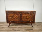Commode - Art Deco ladekast met glazen blad en messing