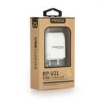 USB Adapter 5V 2,1A AC Oplader Dual USB - Wit Proda RP-U21, Ophalen of Verzenden, Nieuw