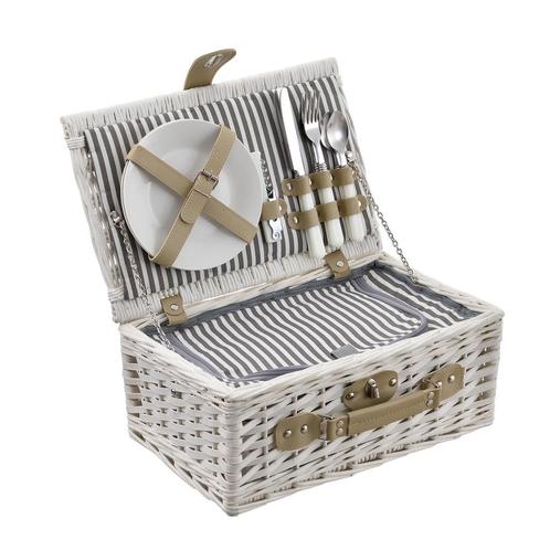 Picknickmand voor 2 personen - incl. inhoud - wit, Caravans en Kamperen, Kampeeraccessoires, Nieuw, Verzenden