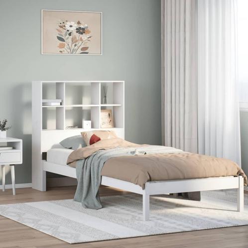 vidaXL Bed met boekenkast zonder matras grenenhout wit, Huis en Inrichting, Slaapkamer | Bedden, 90 cm, 200 cm, Wit, Eenpersoons