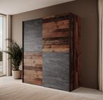 Kledingkast - Old wood Grijs - 170cm - Schuifdeuren, Huis en Inrichting, Kasten | Vitrinekasten, Verzenden, 150 tot 200 cm, Nieuw