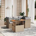 vidaXL 5-delige Loungeset met kussens poly rattan beige, Verzenden, Nieuw, Rotan, Loungeset