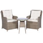 vidaXL 3-delige Bistroset met kussens poly rattan bruin, Tuin en Terras, Tuinsets en Loungesets, Verzenden, Nieuw, Rotan