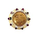 Gouden vintage munt ring met robijn 14 krt, Sieraden, Tassen en Uiterlijk, Ringen, Ophalen of Verzenden, Nieuw