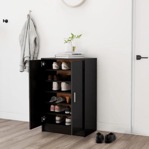 vidaXL Schoenenkast 60x35x92 cm bewerkt hout zwart, Huis en Inrichting, Kasten | Schoenenrekken, Nieuw, Verzenden