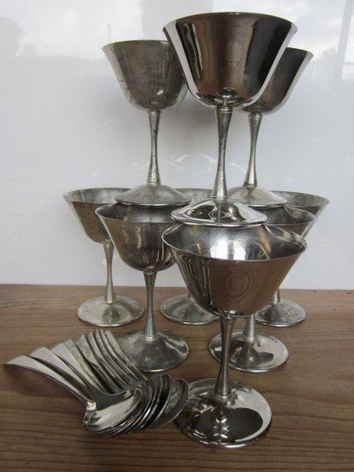 ROGERS - Dessertservies (9) - Verzilverd - Met bijhorende, Antiek en Kunst, Antiek | Meubels | Tafels
