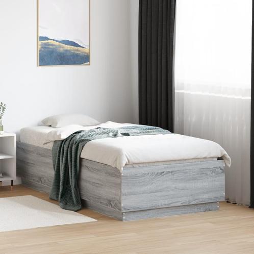 vidaXL Bedframe bewerkt hout grijs sonoma eikenkleurig, Huis en Inrichting, Slaapkamer | Bedden, Grijs, Nieuw, Hout, Eenpersoons