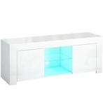 TV-kast Met LED-verlichting, 2 Kastdeuren, Glazen Plank, Kab, Verzenden, Nieuw