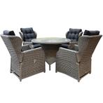 Ibiza Riccione dining tuinset 110 cm rond 5-delig grijs, Ophalen of Verzenden, Nieuw, Wicker