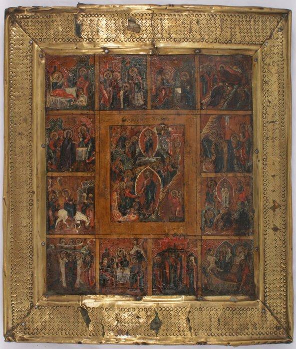 Icoon - Opstanding en 12 feesten - Hout, Antiek en Kunst, Kunst | Niet-Westerse kunst