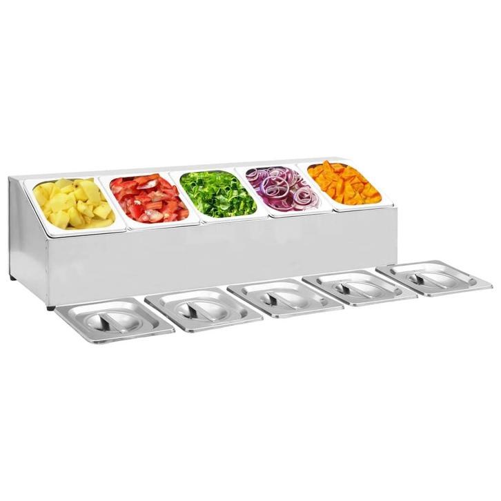 vidaXL Gastronormbakkenhouder met 5 GN 1/6 bakken roestvrij, Huis en Inrichting, Keuken | Keukenbenodigdheden, Nieuw, Verzenden