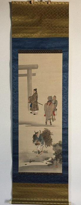 Samurai / Japanese Vintage Hanging Scroll KAKEJIKU / Silk /, Antiek en Kunst, Antiek | Overige Antiek