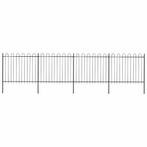 vidaXL Tuinhek met ringtop staal 714,5x150 cm zwart, Tuin en Terras, Verzenden, Nieuw, IJzer, 1 tot 2 meter