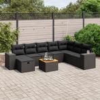 vidaXL 9-delige Loungeset met kussens poly rattan zwart, Tuin en Terras, Verzenden, Nieuw, Rotan, Loungeset