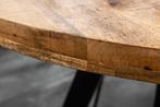 Massieve eettafel IRON CRAFT 120cm rond naturel mangohout -, Huis en Inrichting, Tafels | Eettafels, Ophalen of Verzenden, Nieuw