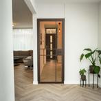 Stalen Binnendeur 6 Vlaks Brons Brons rook glas Met slot, Doe-het-zelf en Verbouw, Deuren en Horren, Minder dan 80 cm, Binnendeur