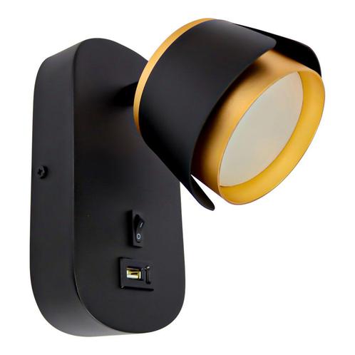 Bedlamp Zwart/ Goud Tulip USB+C oplaadpoort GX53 fitting, Huis en Inrichting, Lampen | Wandlampen, Ophalen of Verzenden