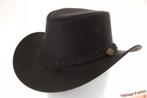 Western hoed Hawkins bruin en zwart leer 58, 59 en 60 Nieuw, Kleding | Heren, Hoeden en Petten, Ophalen of Verzenden, Nieuw, Hoed