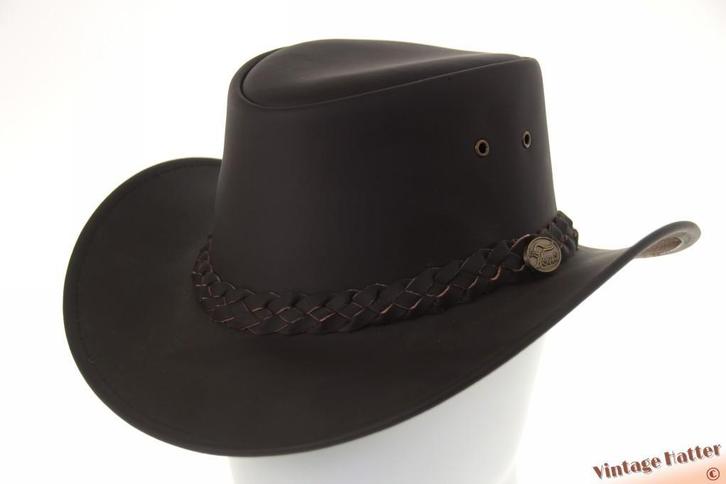 Western hoed Hawkins bruin en zwart leer 58, 59 en 60 Nieuw, Kleding | Heren, Hoeden en Petten, Hoed, Nieuw, Ophalen of Verzenden