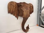 Veiling - Olifanten hoofd van hout gegraveerd 65 cm