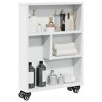 vidaXL Opbergtrolley smal 48x13x68 cm bewerkt hout wit, Verzenden, Nieuw, Overige houtsoorten