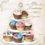 1 Pakje papieren lunch servetten - Cupcakes on Etagere, Hobby en Vrije tijd, Knutselen, Nieuw, Ophalen of Verzenden