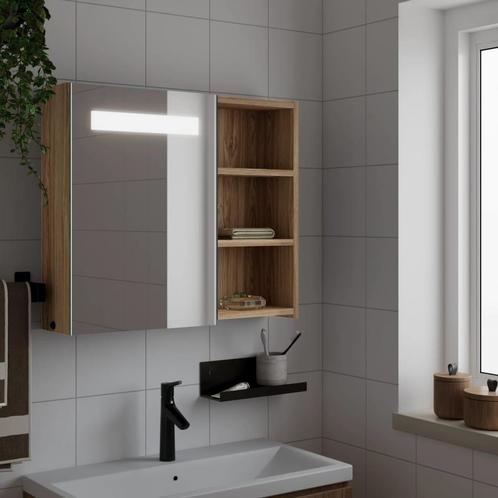 vidaXL Badkamerkast met spiegel en LED 60x13x52 cm, Huis en Inrichting, Tafels | Kaptafels, Nieuw, Verzenden