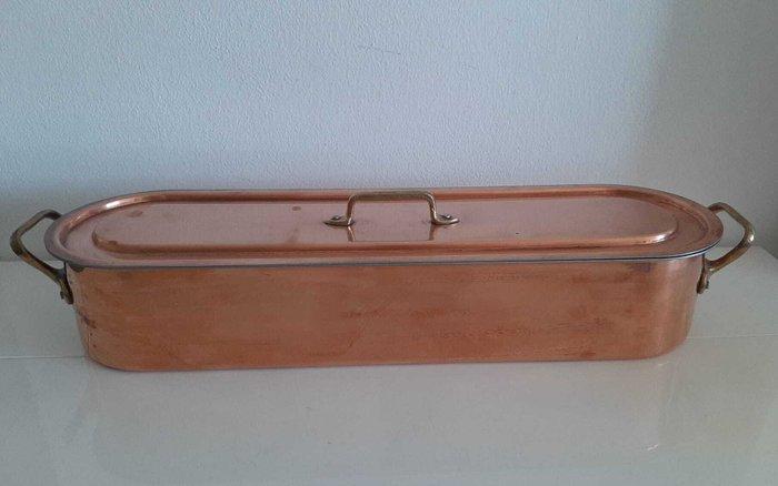Pot - Koper, Tin - Verzinkte koperen visbak., Antiek en Kunst, Antiek | Keukenbenodigdheden