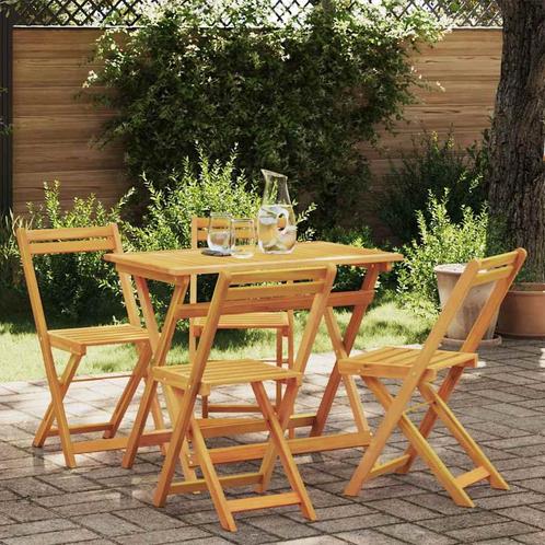 vidaXL Bistroset 5 pcs Bruin Massief acaciahout, Tuin en Terras, Tuinsets en Loungesets, Nieuw, Verzenden