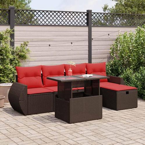 vidaXL 6-delige Loungeset met kussens poly rattan acacia, Tuin en Terras, Tuinsets en Loungesets, Loungeset, Nieuw, Rotan, Verzenden