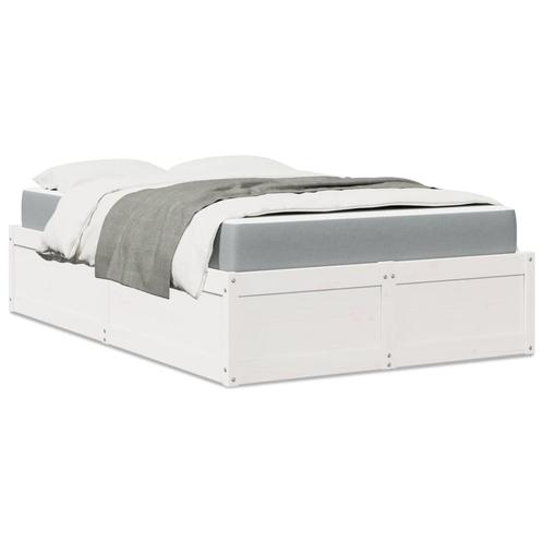 vidaXL Bed met matras massief grenenhout wit 140x190 cm, Huis en Inrichting, Slaapkamer | Bedden, 140 cm, 190 cm of minder, Wit