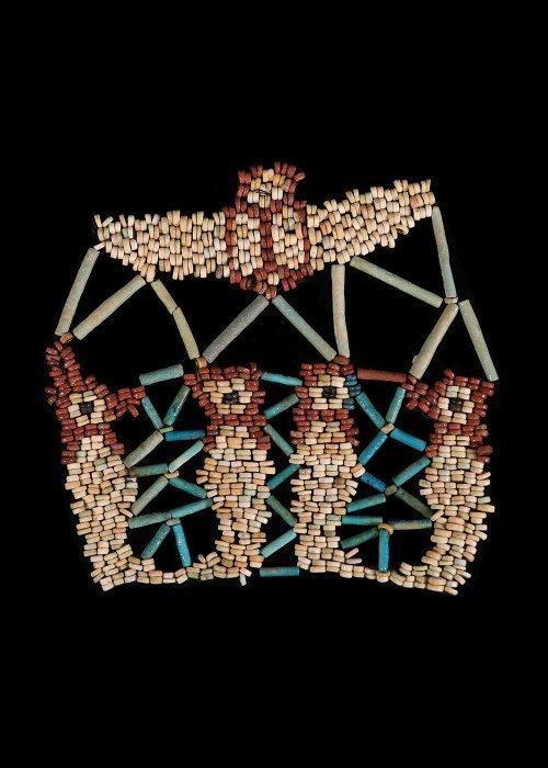 Oud-Egyptisch Faience Gekralleerd mummiemasker paneel van, Antiek en Kunst, Antiek | Overige Antiek