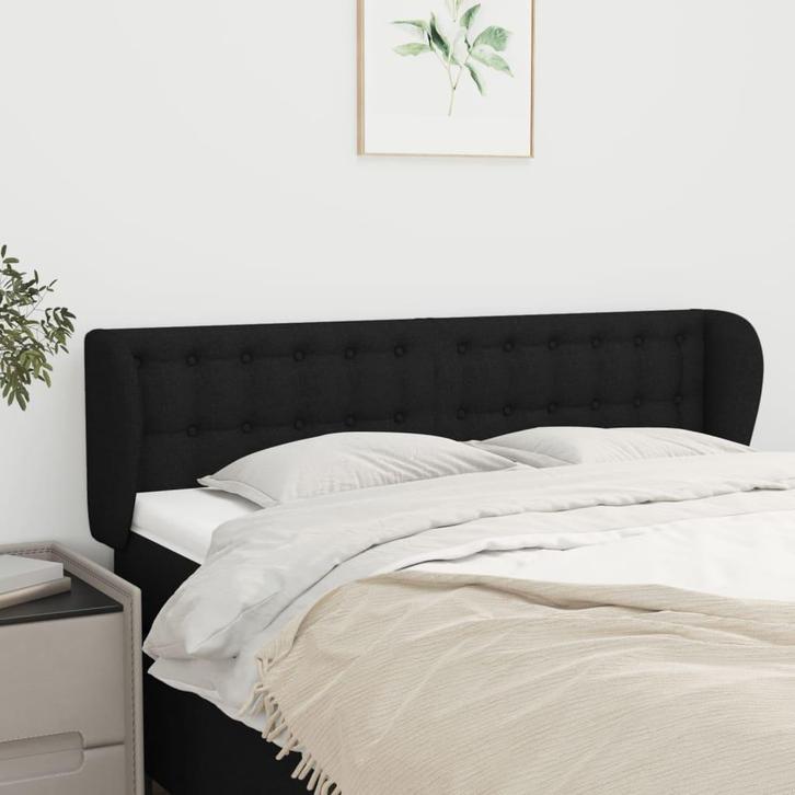 vidaXL Hoofdbord met randen 147x23x78/88 cm stof zwart, Huis en Inrichting, Slaapkamer | Bedden, Zwart, Nieuw, Stof, Verzenden