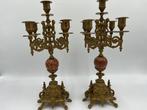 Kandelaber (2) - messinglegering, Marmer, Legering - Een